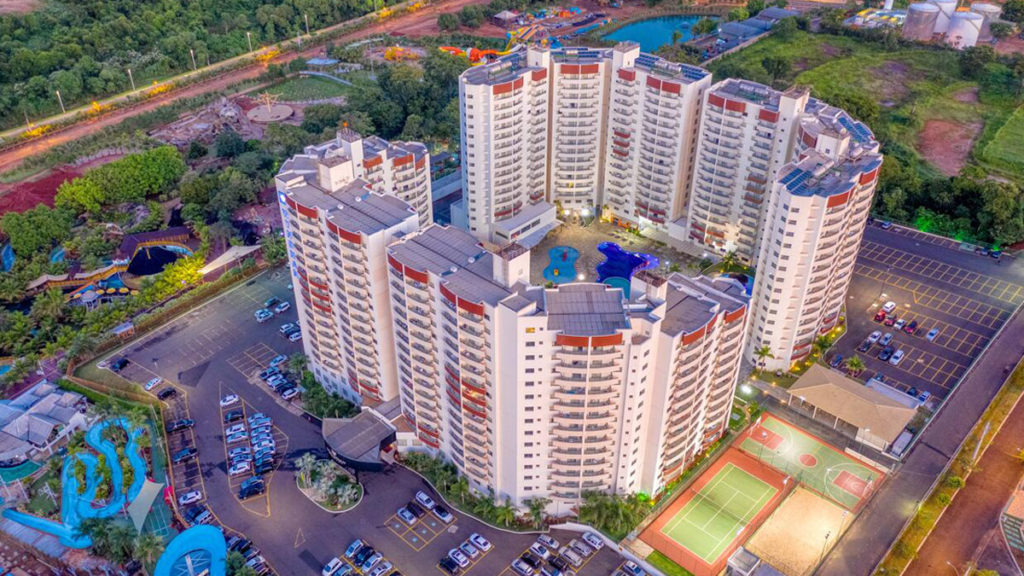 Conjunto de torres do Wyndham Hotel Olímpia visto de cima